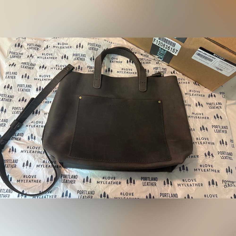 Portland Leather Goods Groupie Gray Medium Crossbody Tote